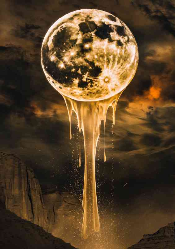 Large luminous moon with lava