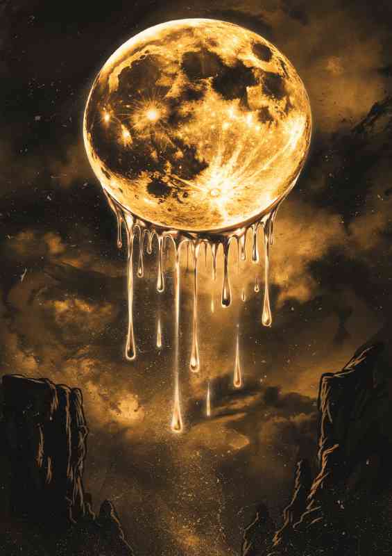 Luminous moon with a golden texture dominance