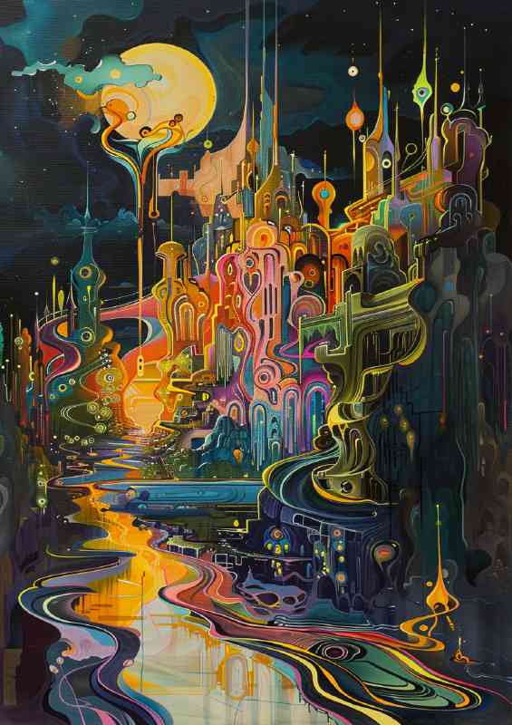 The Earths oil painting flowing river