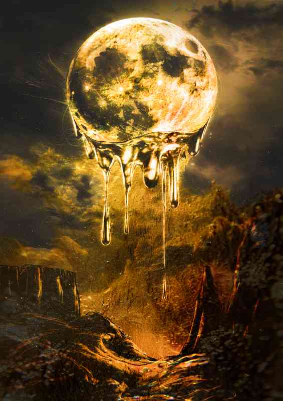 The golden moon flowing down the valley