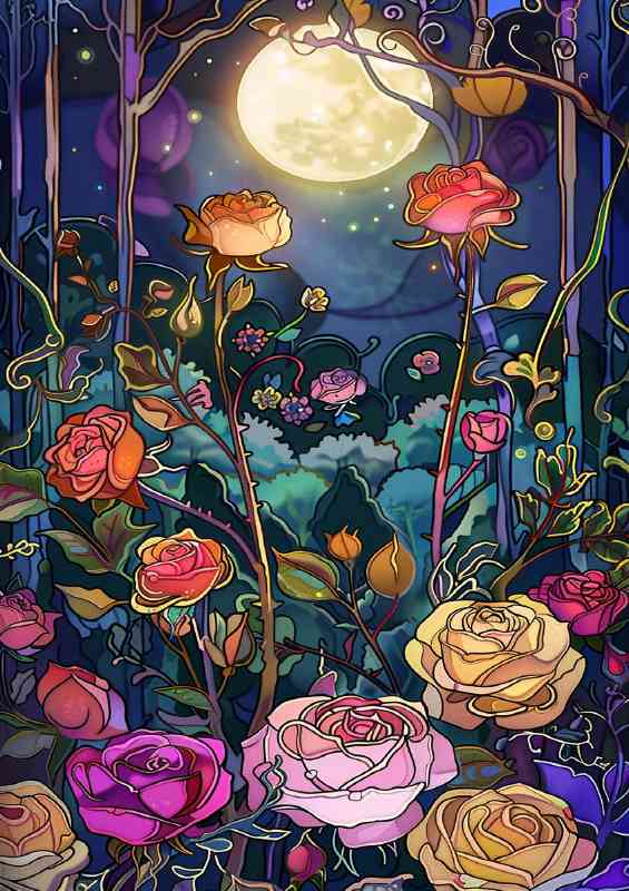 Whimsial rose flowwer field