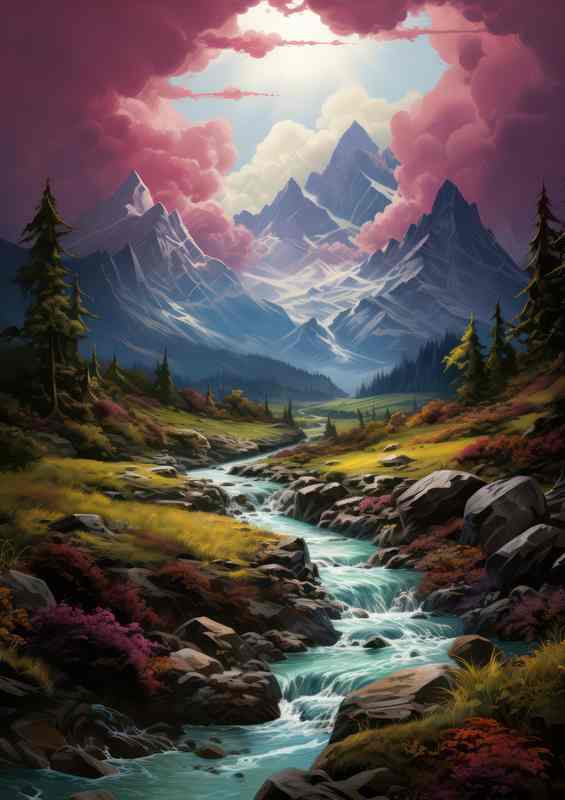 Serene Mountain Scene with Babbling Creek