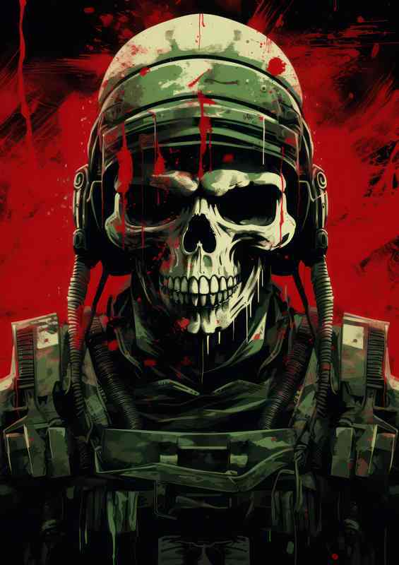 The skull helmet in a dog fight