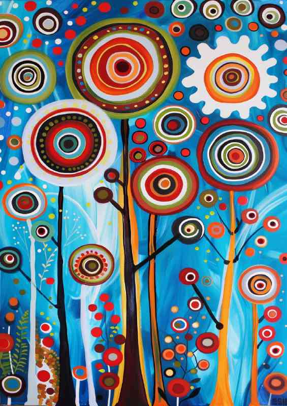 Abstract style trees circles