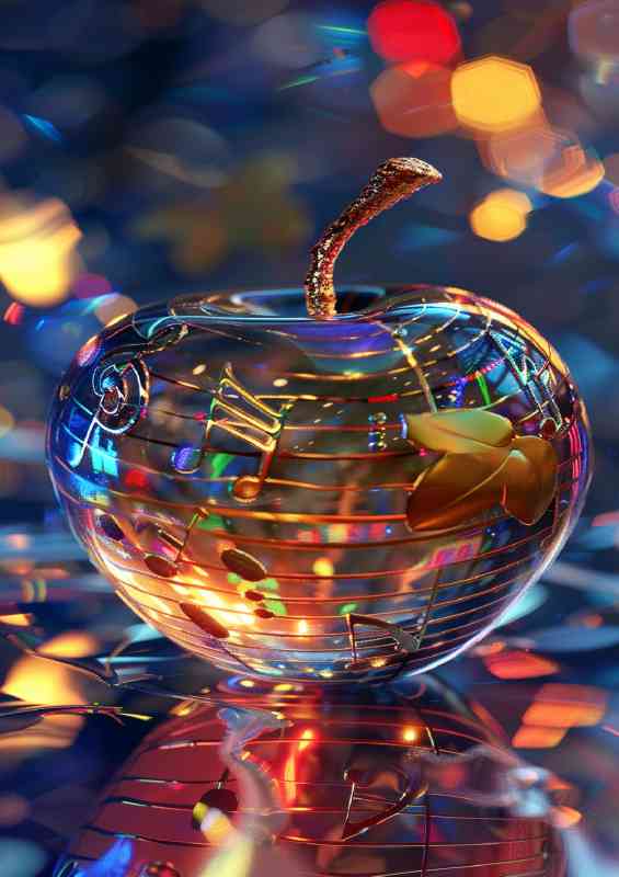 Apple with musical notes vibrant colors