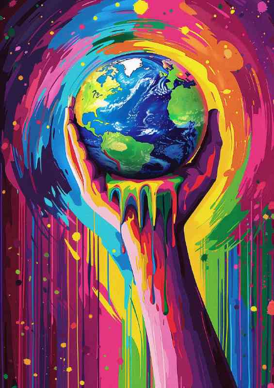 Earth hand held painting style