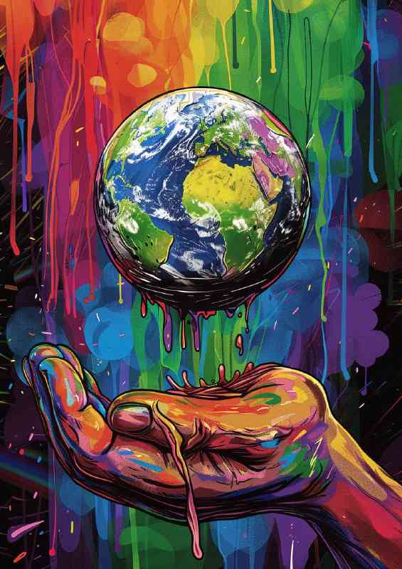 Earth in rainbow colours