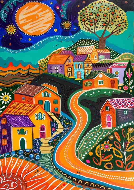 Idillic town colourful village