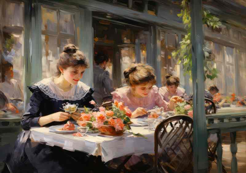 Artistic Strokes Depicting French Cafe Serenity