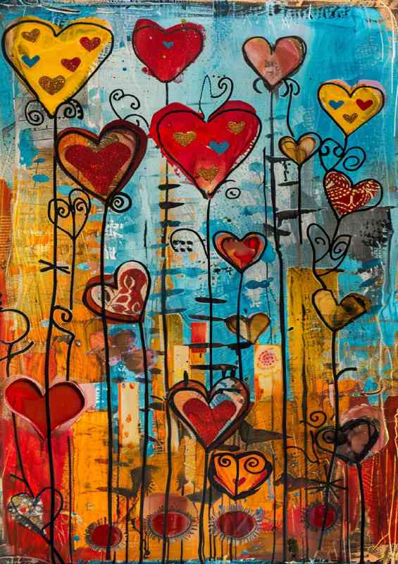 Mixed colours love hearts in love