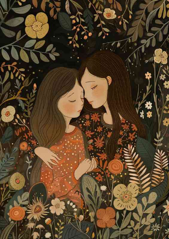 Mother and daughter embracing eachother