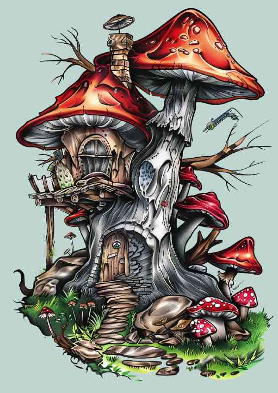 Mushroom house in the forest