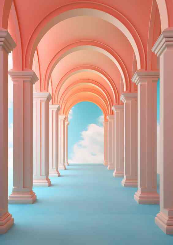 A Room with an archway covered in pink paint
