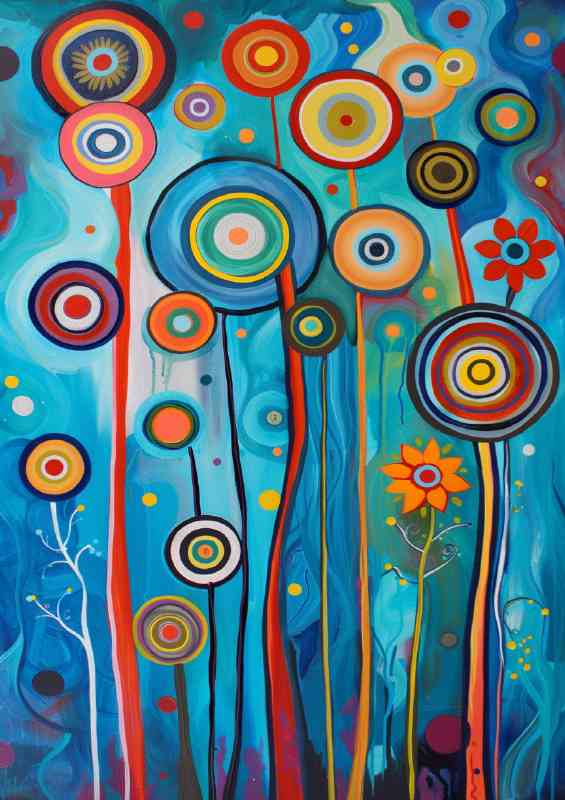 Tall circle trees painted style