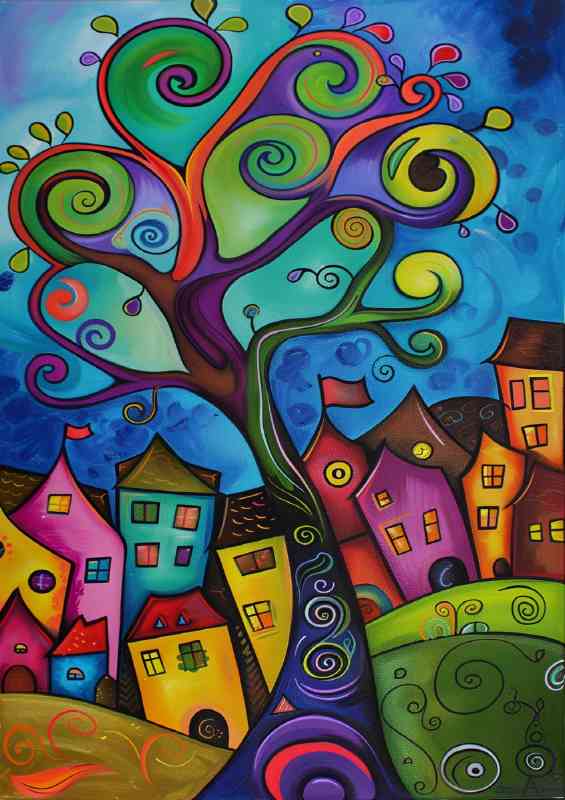 The swirly tree in the village