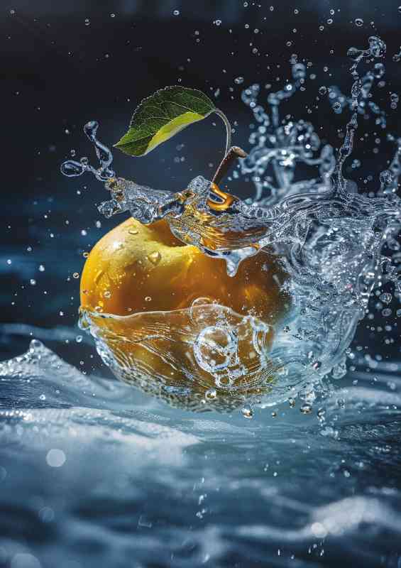 The water splashed apple
