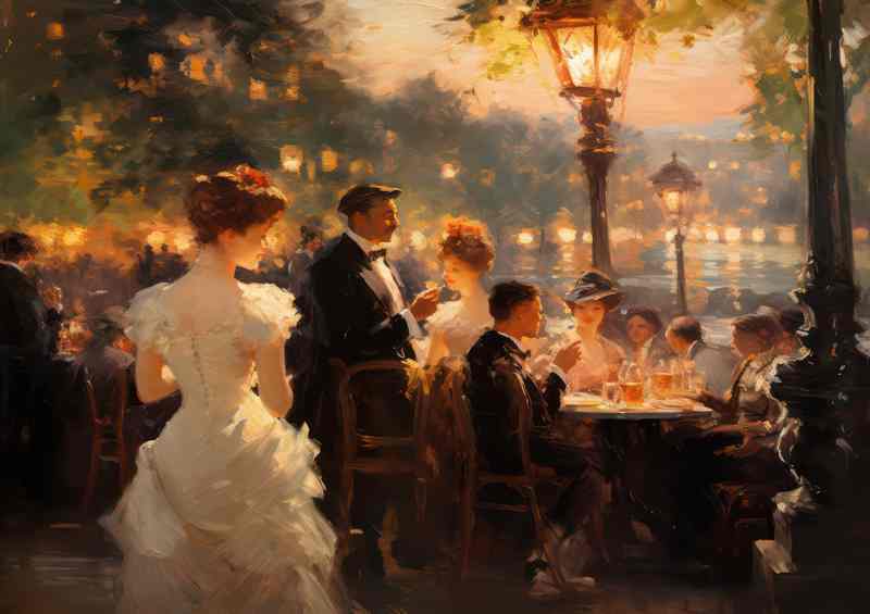 Picturesque Daybreak Over French Outdoor Cafe