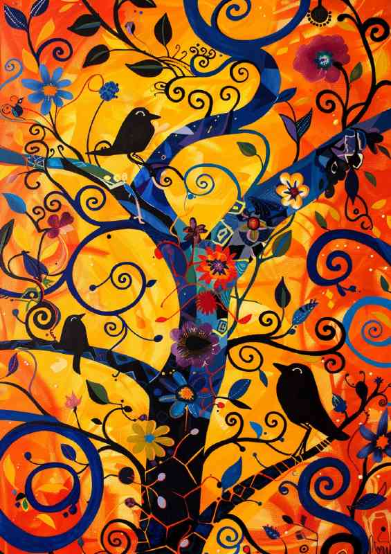 Whimsical bird tree