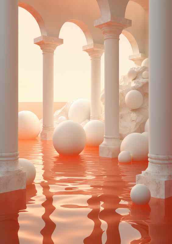 A White sphere in the orange waters