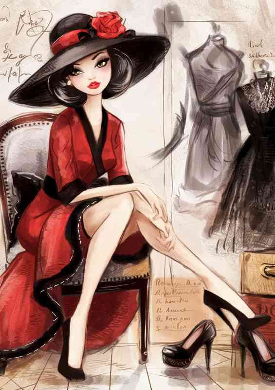 Artistic lady posing sitting down