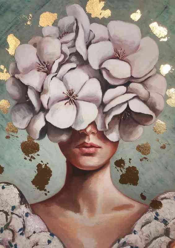 Lady with the flower arrangment head