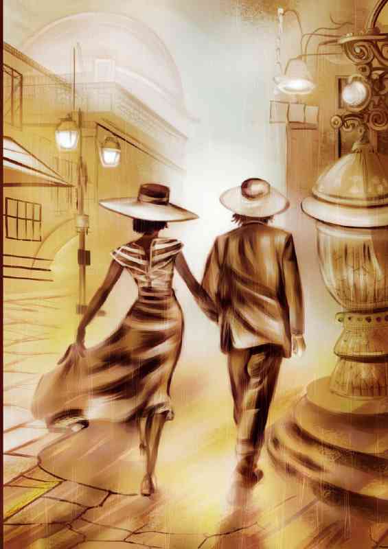 Romantic walking hand in hand