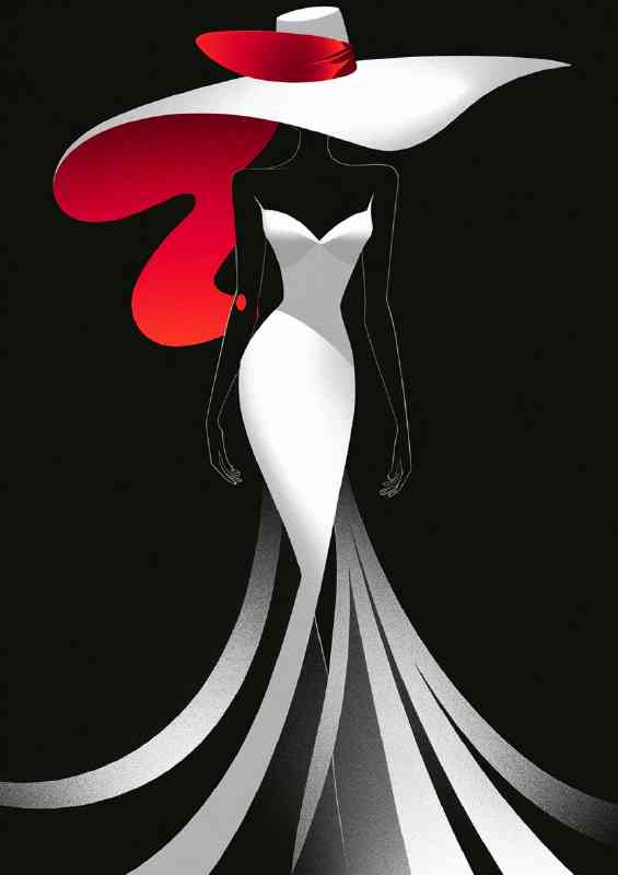 Stylized lady in the red hat