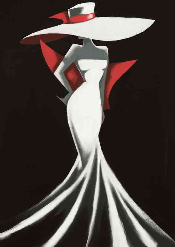Woman in the white dresss and hat