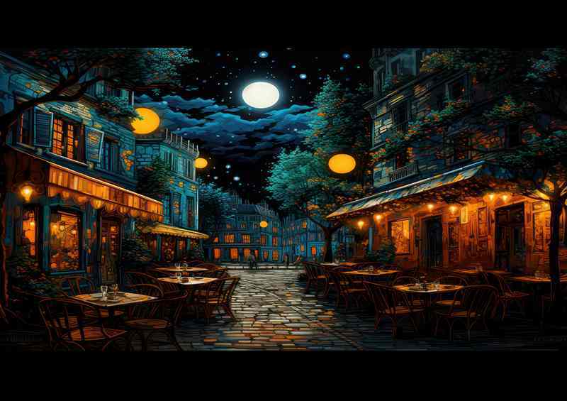 Velvet Night Envelops the Bustling Midnight Cafe