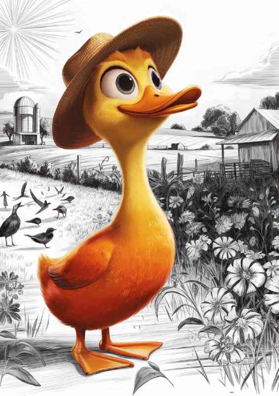 Animated yellow duck standing