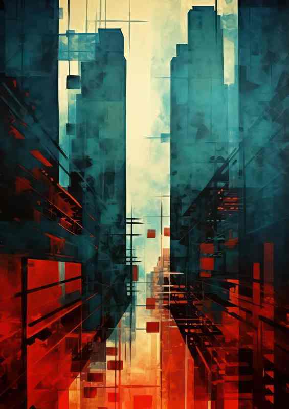 City sky scrapers in abstract style
