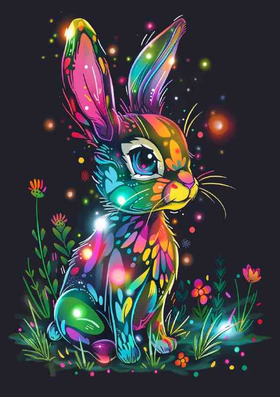 Cartoon style rabbit glowing