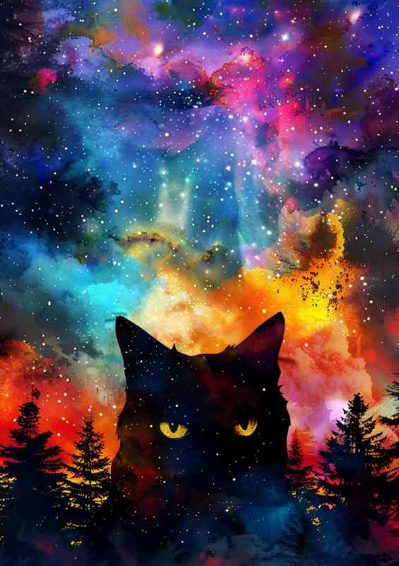 Cat black fur nebula cosmos