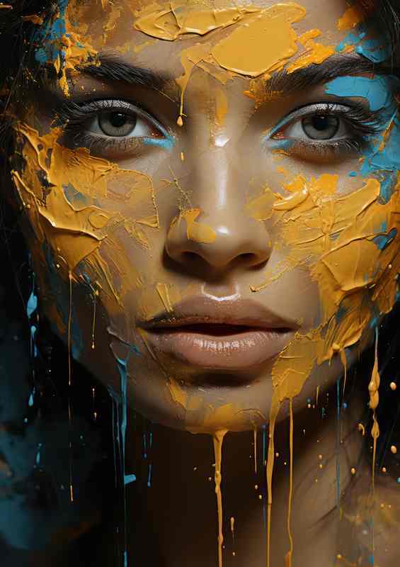 Artistic Elation Woman Dripping Vibrant Paint
