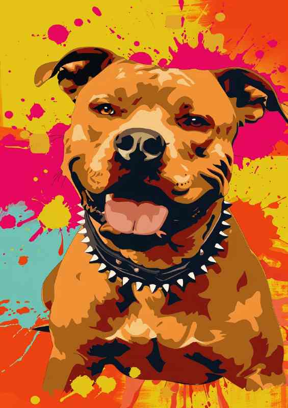Freindly pitbul with studded collar