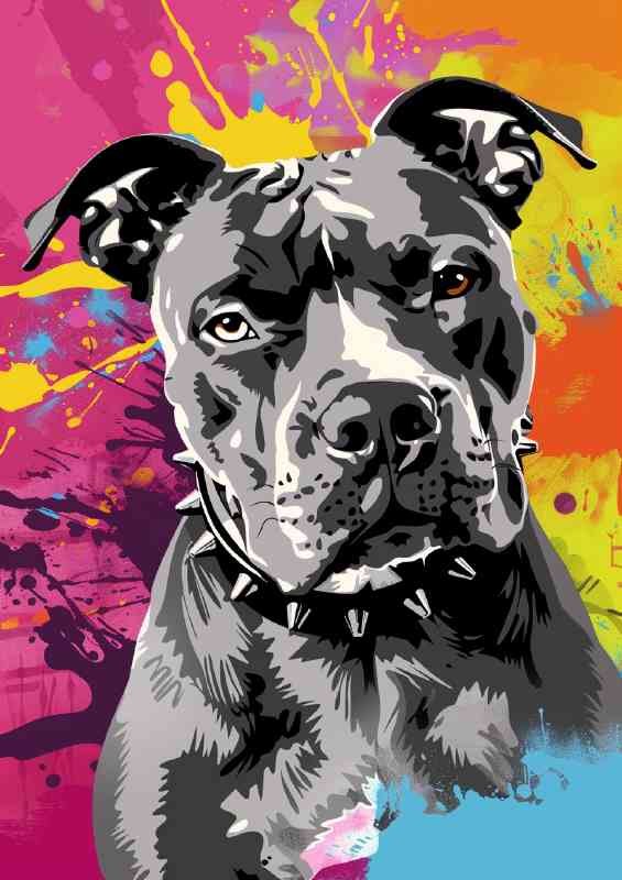 Grey pitbul in pop art style
