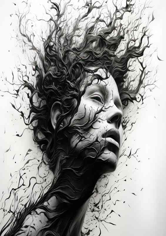Branching Beauty Womans Face Entwined with Nature