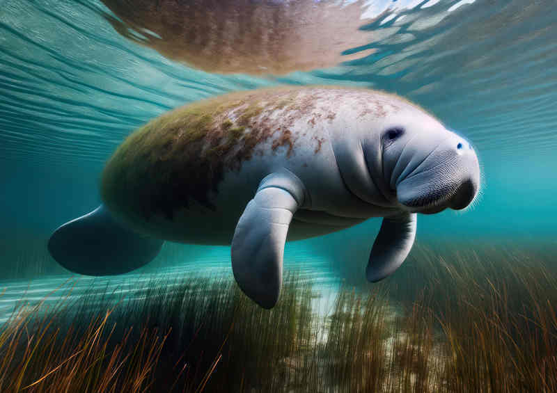 Manatee's Graceful Glide Metal Poster