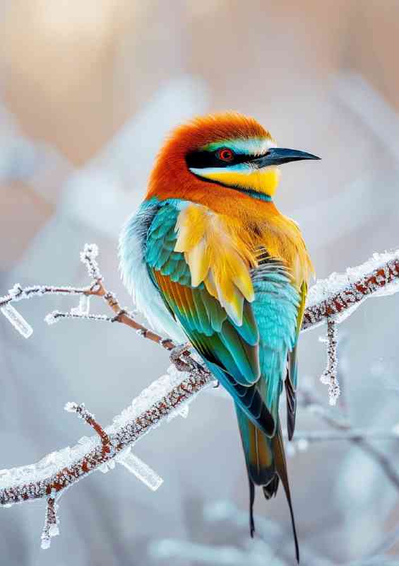 Beautiful colours on a bird in the winter