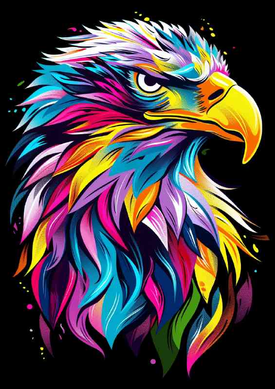 Splash art eagle head in mix of colour