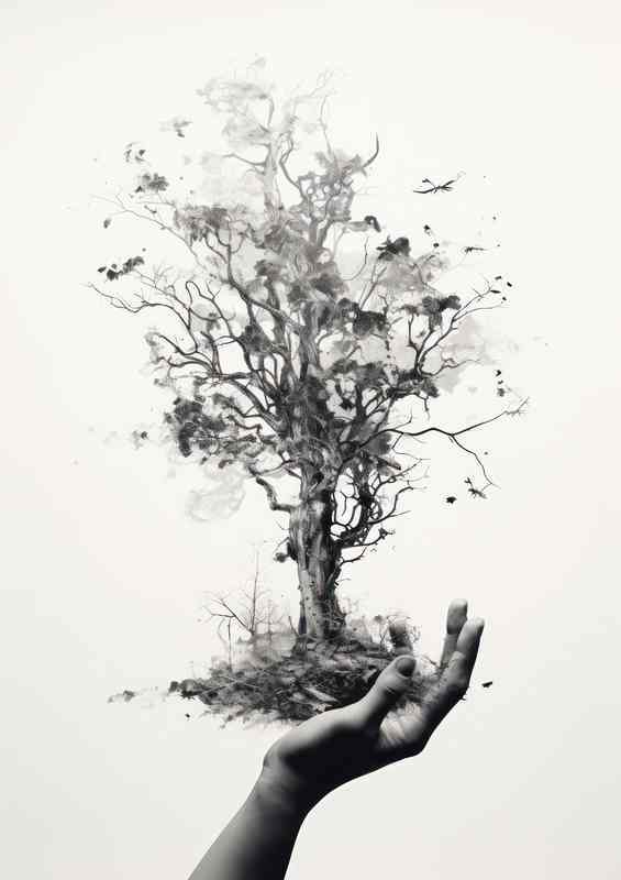 Enchanted Fusion Hand and Branches Intertwine