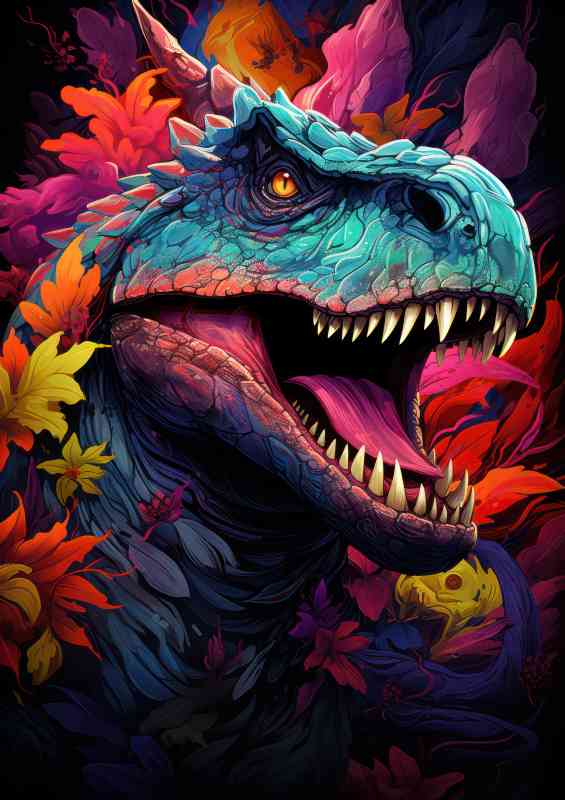 Colours dinosaur t rex on earth | Metal Poster