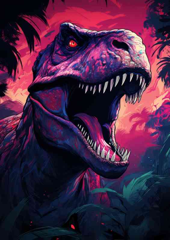 Painted t rex in the wild | Metal Poster