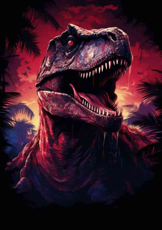 Painted trex from the jurrasic timeline | Metal Poster