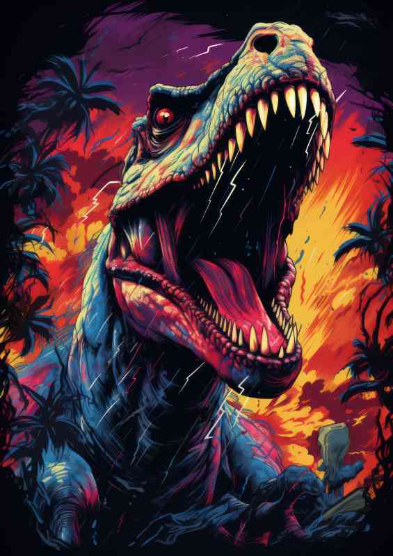 T rex in the jurrasic eara | Metal Poster