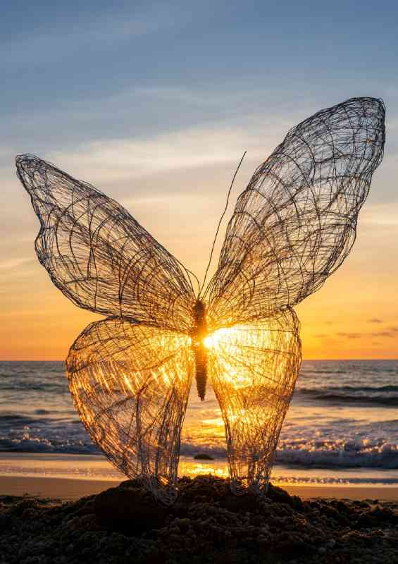 Butterfly sculpture by the sea