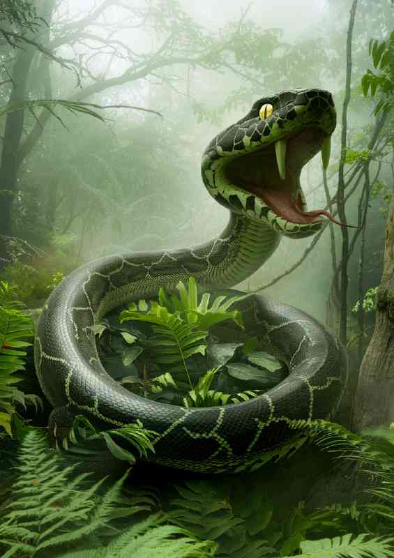 Massive menacing snake with intricate details