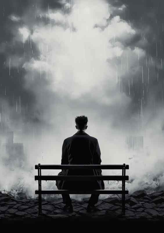 Man on Bench Embracing Park Serenity