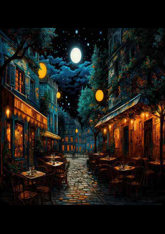 Moonlit Whispers Over Midnight Cafe Tables