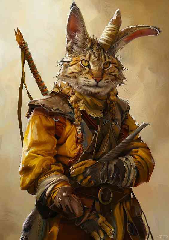 Anthropomorphic cat with rabbit ears